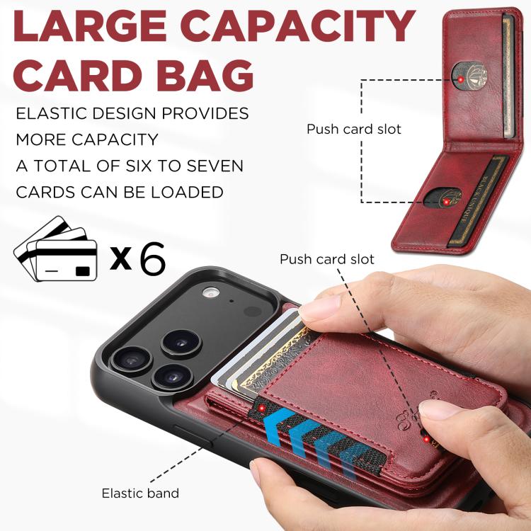 For iPhone 17  Suteni H17 Oil Eax Leather MagSafe Detachable Wallet Phone Case