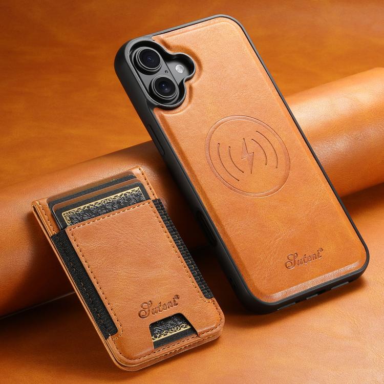 For iPhone 17  Suteni H17 Oil Eax Leather MagSafe Detachable Wallet Phone Case