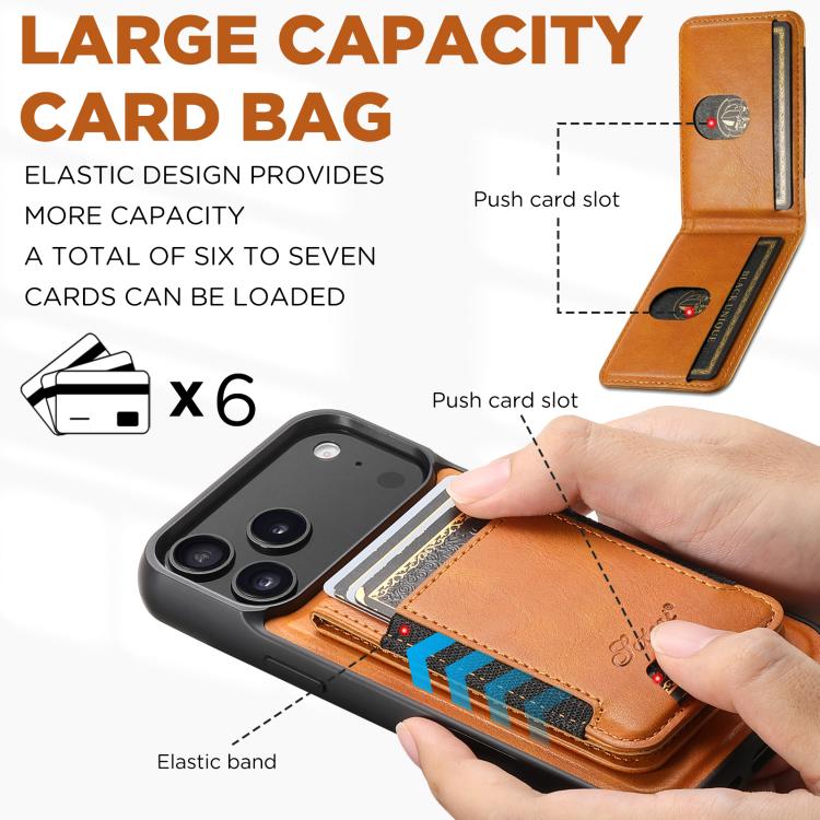 For iPhone 17  Suteni H17 Oil Eax Leather MagSafe Detachable Wallet Phone Case