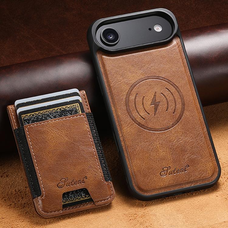 For iPhone Air Suteni H17 Oil Eax Leather MagSafe Detachable Wallet Phone Case