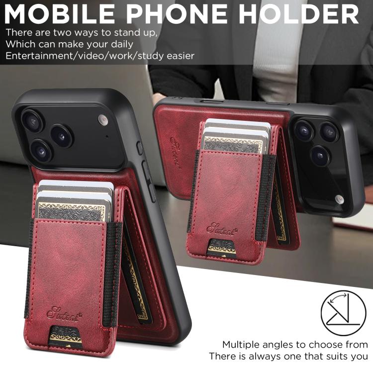 For iPhone Air Suteni H17 Oil Eax Leather MagSafe Detachable Wallet Phone Case
