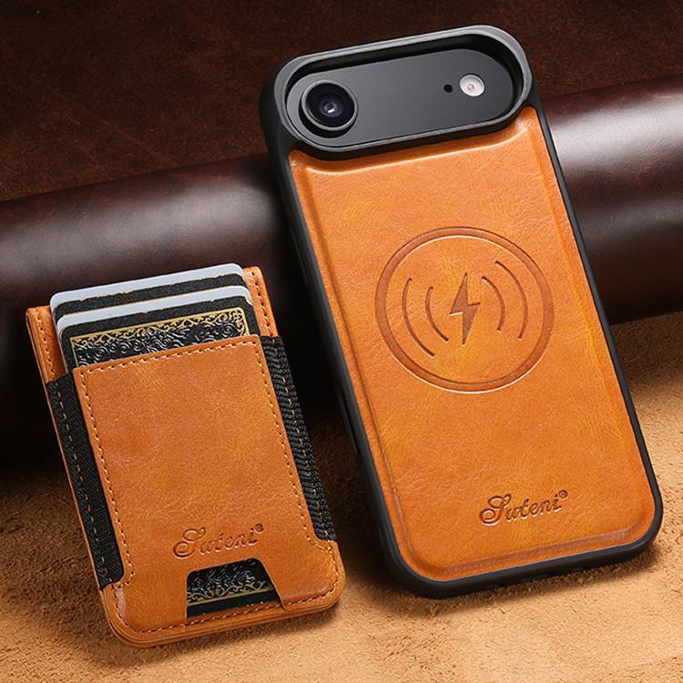For iPhone Air Suteni H17 Oil Eax Leather MagSafe Detachable Wallet Phone Case