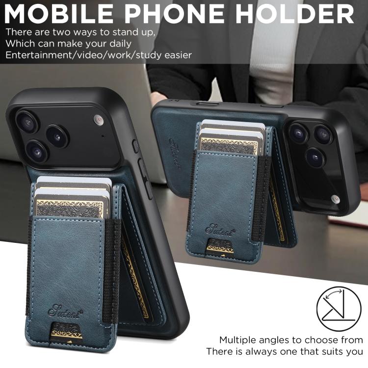 For iPhone Air Suteni H17 Oil Eax Leather MagSafe Detachable Wallet Phone Case