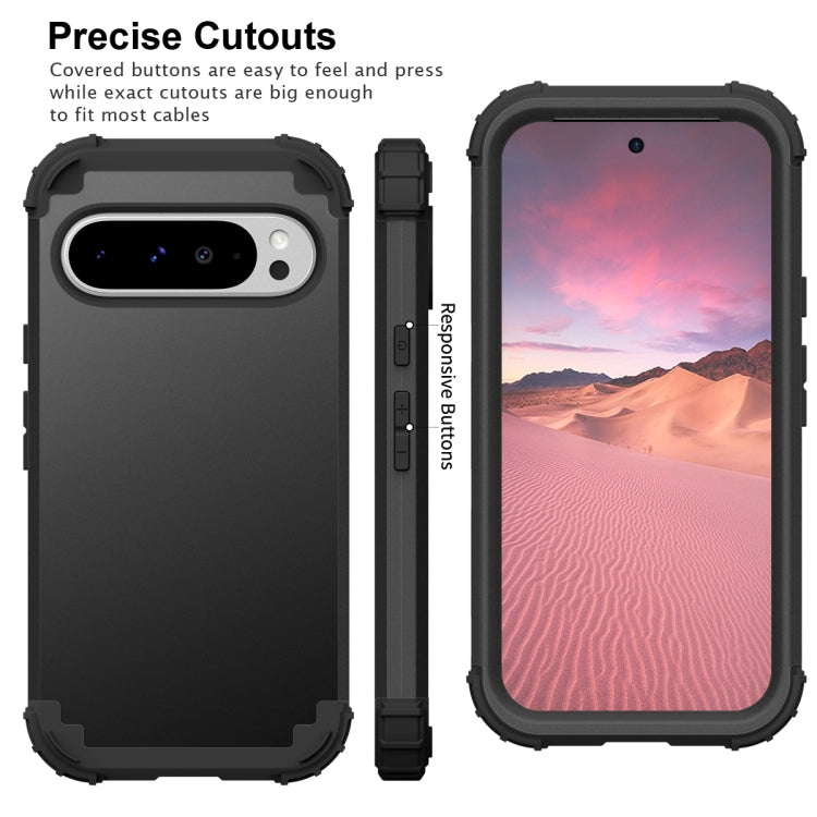 For Google Pixel 9 Pro XL 3 in 1 Silicone Hybrid PC Shockproof Phone Case