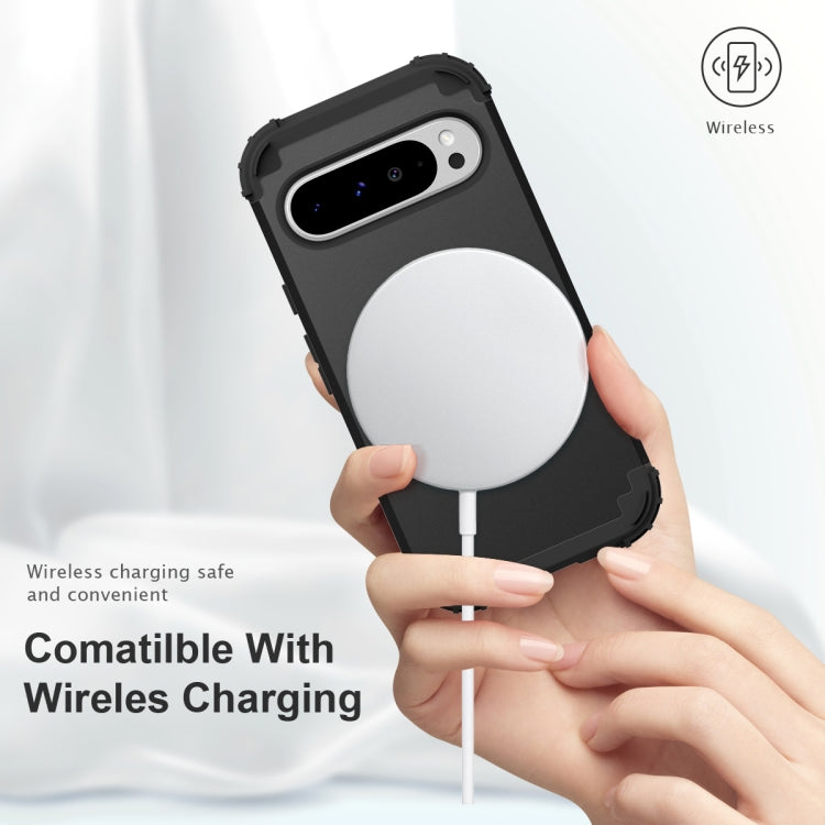 For Google Pixel 9 Pro XL 3 in 1 Silicone Hybrid PC Shockproof Phone Case