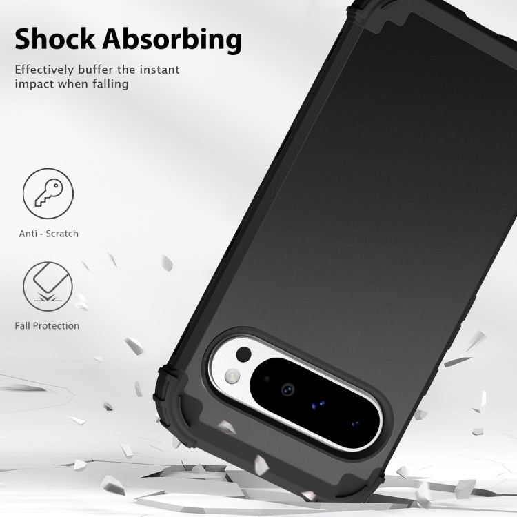 For Google Pixel 9 Pro XL 3 in 1 Silicone Hybrid PC Shockproof Phone Case
