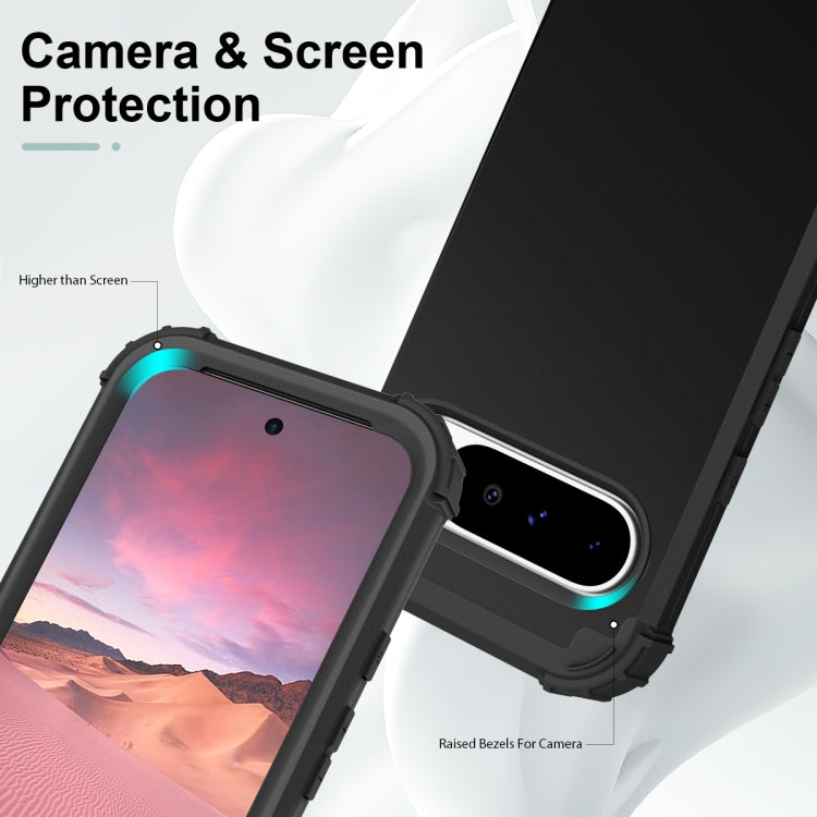 For Google Pixel 9 Pro XL 3 in 1 Silicone Hybrid PC Shockproof Phone Case