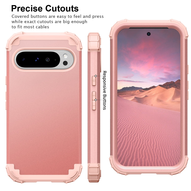 For Google Pixel 9 Pro XL 3 in 1 Silicone Hybrid PC Shockproof Phone Case