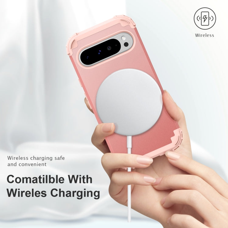 For Google Pixel 9 Pro XL 3 in 1 Silicone Hybrid PC Shockproof Phone Case