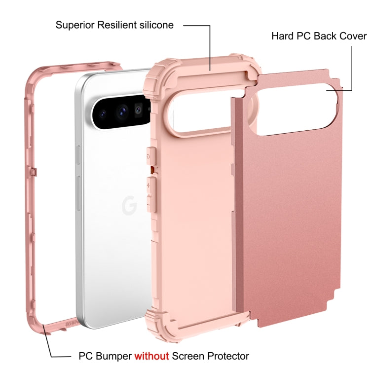 For Google Pixel 9 Pro XL 3 in 1 Silicone Hybrid PC Shockproof Phone Case