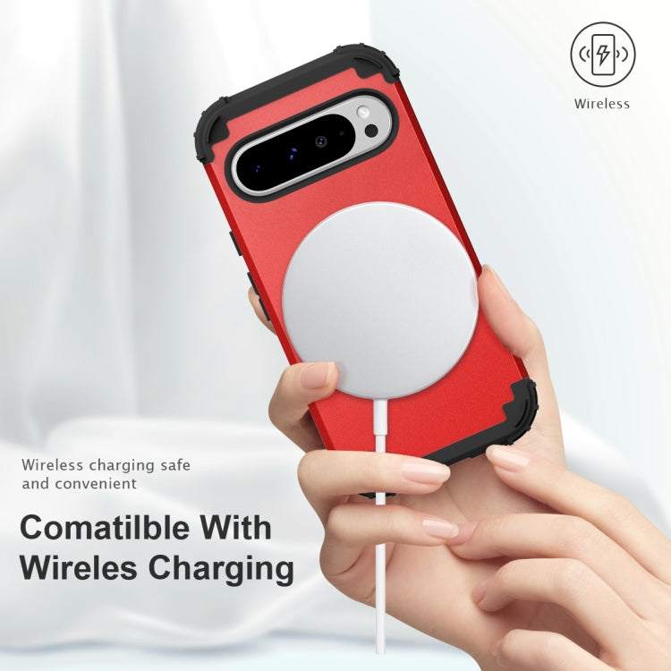 For Google Pixel 9 Pro XL 3 in 1 Silicone Hybrid PC Shockproof Phone Case