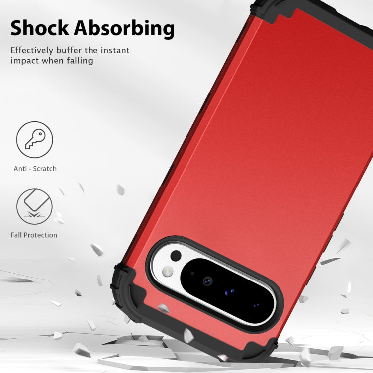 For Google Pixel 9 Pro XL 3 in 1 Silicone Hybrid PC Shockproof Phone Case