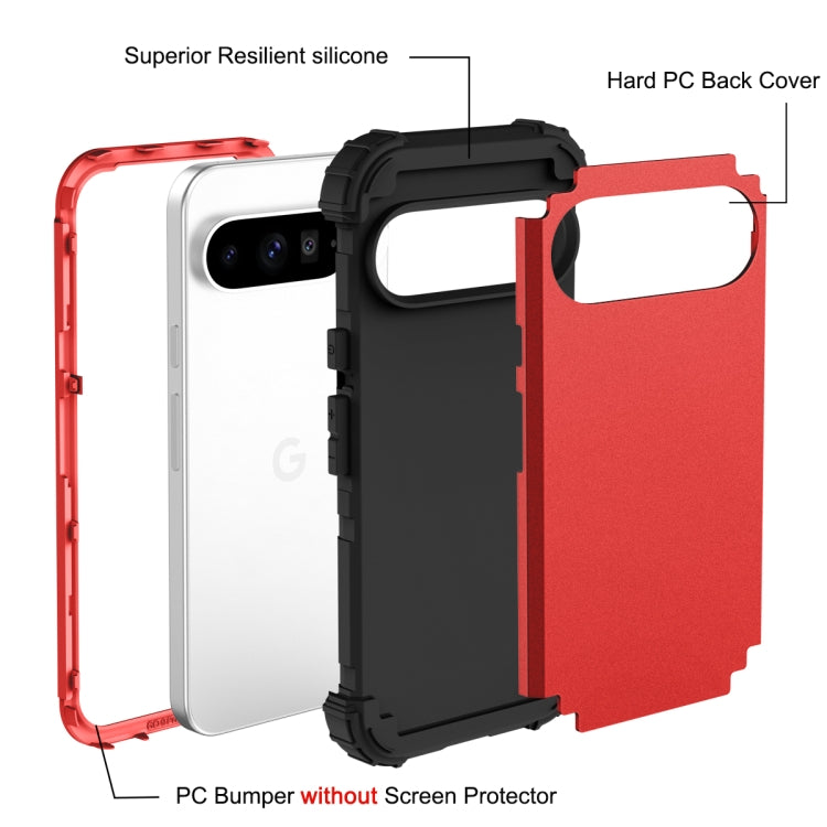 For Google Pixel 9 Pro XL 3 in 1 Silicone Hybrid PC Shockproof Phone Case