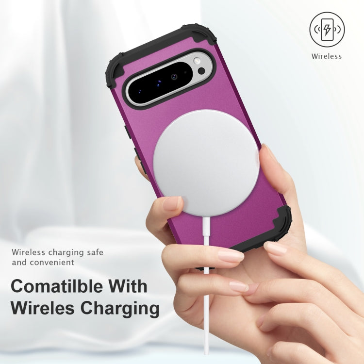 For Google Pixel 9 Pro XL 3 in 1 Silicone Hybrid PC Shockproof Phone Case