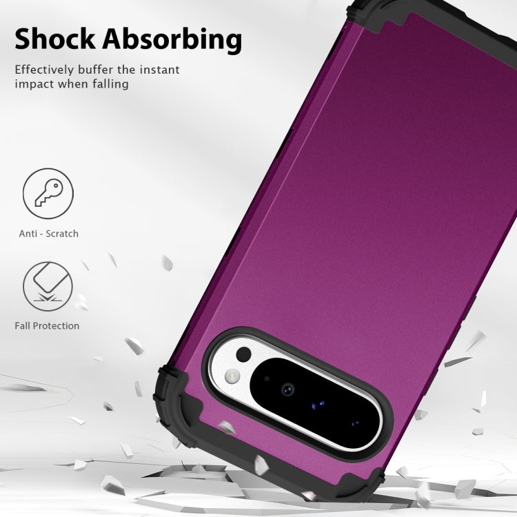 For Google Pixel 9 Pro XL 3 in 1 Silicone Hybrid PC Shockproof Phone Case