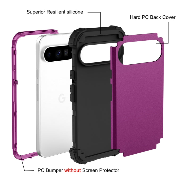 For Google Pixel 9 Pro XL 3 in 1 Silicone Hybrid PC Shockproof Phone Case