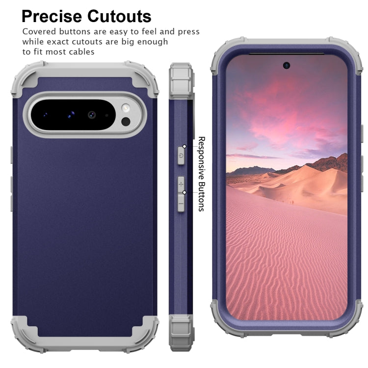 For Google Pixel 9 Pro XL 3 in 1 Silicone Hybrid PC Shockproof Phone Case
