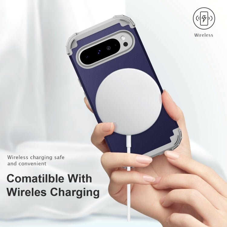 For Google Pixel 9 Pro XL 3 in 1 Silicone Hybrid PC Shockproof Phone Case