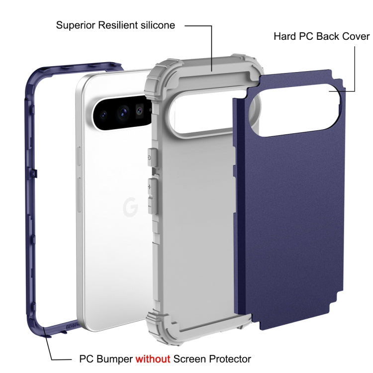 For Google Pixel 9 Pro XL 3 in 1 Silicone Hybrid PC Shockproof Phone Case