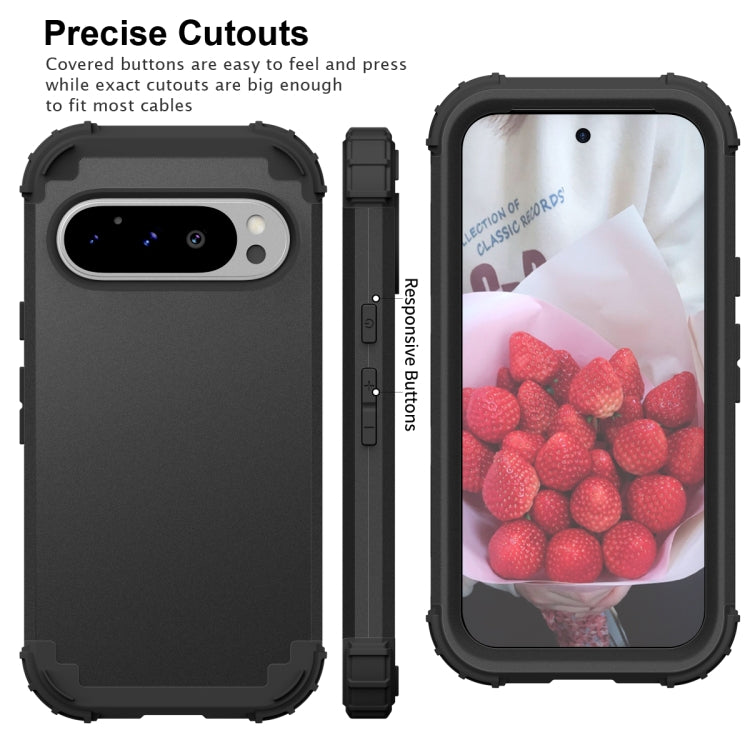 For Google Pixel 9 Pro 3 in 1 Silicone Hybrid PC Shockproof Phone Case
