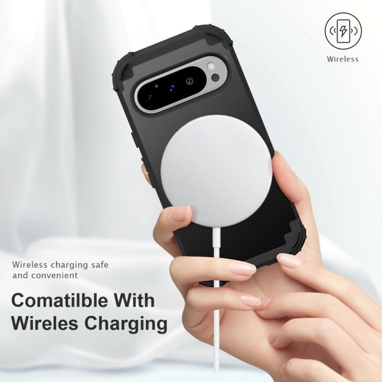 For Google Pixel 9 Pro 3 in 1 Silicone Hybrid PC Shockproof Phone Case