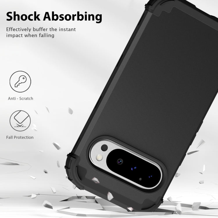For Google Pixel 9 Pro 3 in 1 Silicone Hybrid PC Shockproof Phone Case