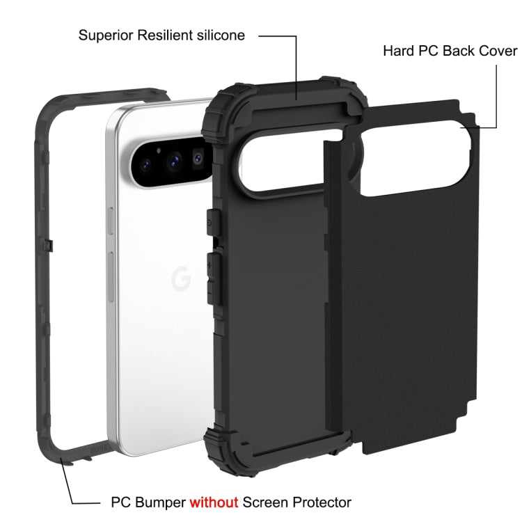 For Google Pixel 9 Pro 3 in 1 Silicone Hybrid PC Shockproof Phone Case
