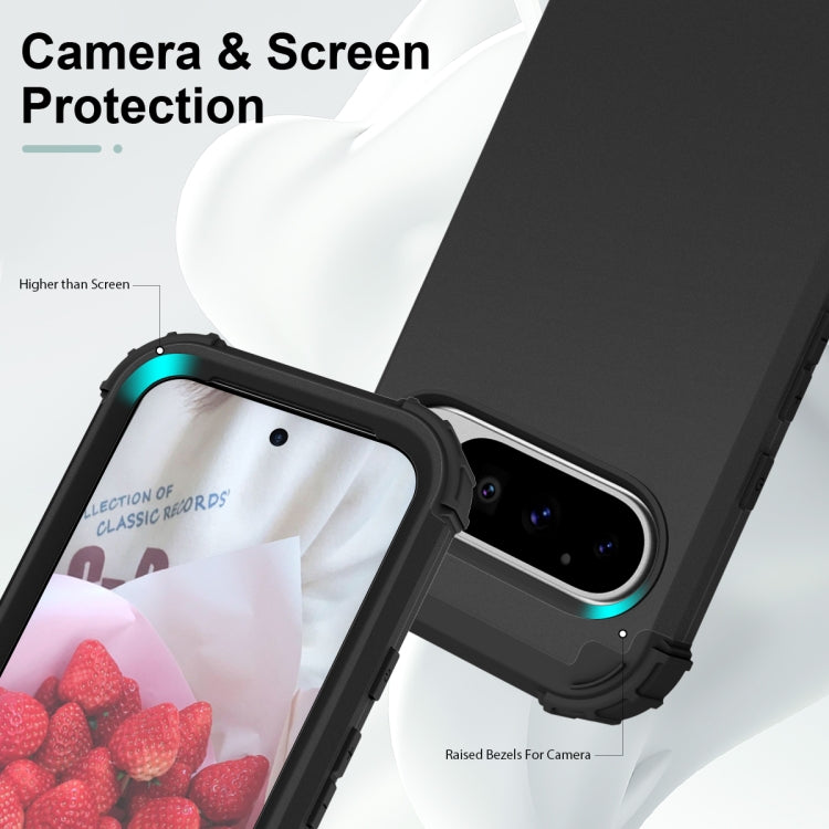 For Google Pixel 9 Pro 3 in 1 Silicone Hybrid PC Shockproof Phone Case