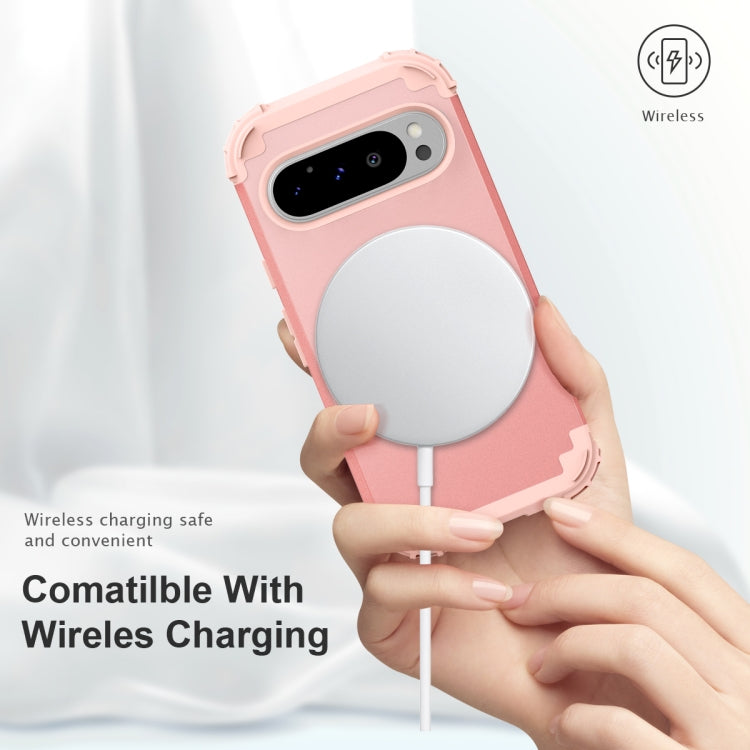 For Google Pixel 9 Pro 3 in 1 Silicone Hybrid PC Shockproof Phone Case