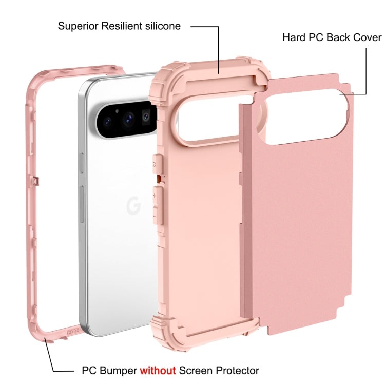 For Google Pixel 9 Pro 3 in 1 Silicone Hybrid PC Shockproof Phone Case