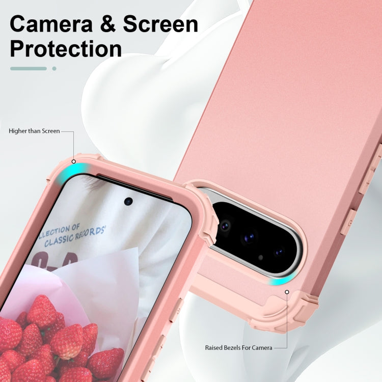 For Google Pixel 9 Pro 3 in 1 Silicone Hybrid PC Shockproof Phone Case
