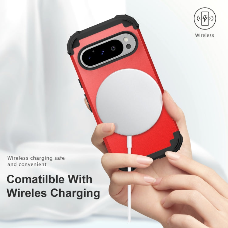 For Google Pixel 9 Pro 3 in 1 Silicone Hybrid PC Shockproof Phone Case