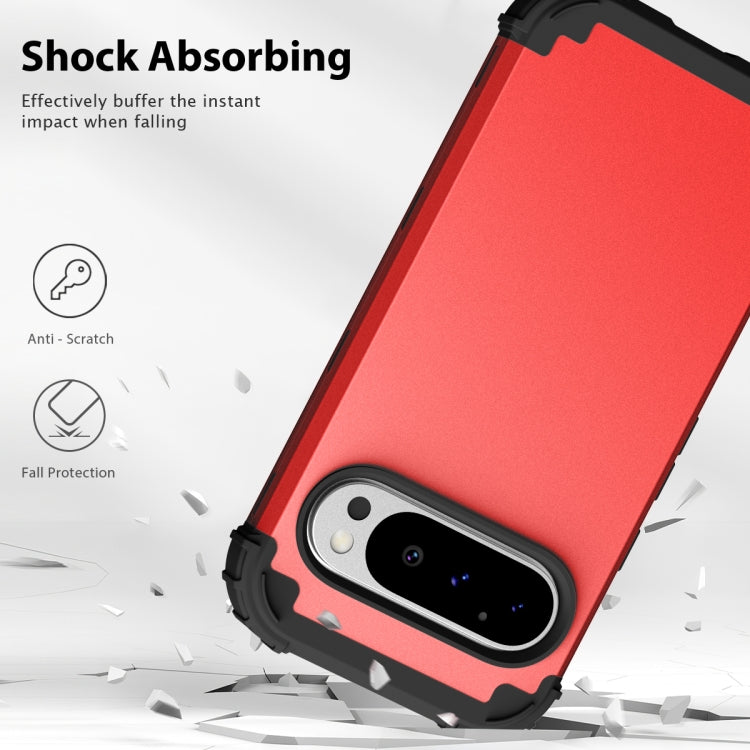 For Google Pixel 9 Pro 3 in 1 Silicone Hybrid PC Shockproof Phone Case
