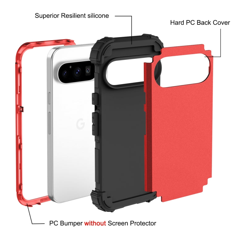 For Google Pixel 9 Pro 3 in 1 Silicone Hybrid PC Shockproof Phone Case