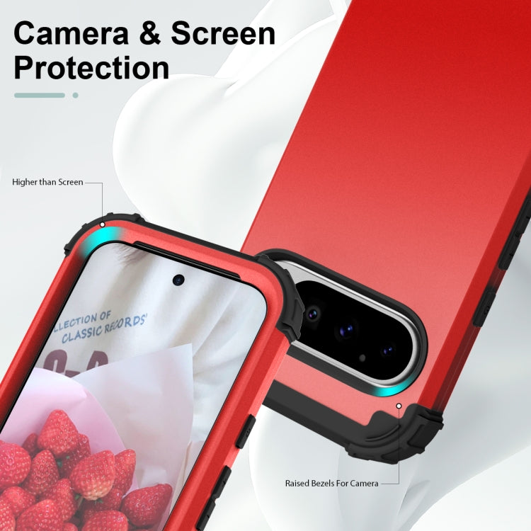 For Google Pixel 9 Pro 3 in 1 Silicone Hybrid PC Shockproof Phone Case