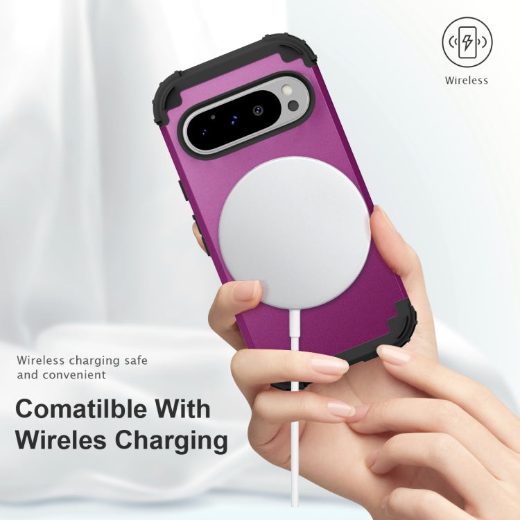 For Google Pixel 9 Pro 3 in 1 Silicone Hybrid PC Shockproof Phone Case