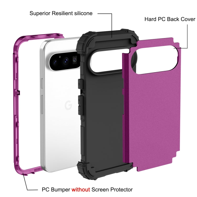 For Google Pixel 9 Pro 3 in 1 Silicone Hybrid PC Shockproof Phone Case