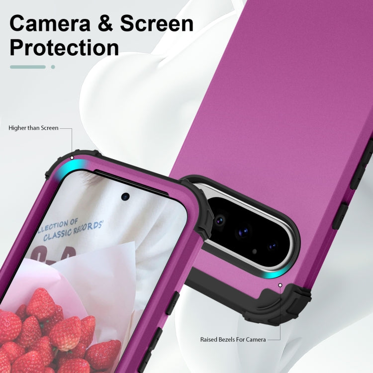 For Google Pixel 9 Pro 3 in 1 Silicone Hybrid PC Shockproof Phone Case
