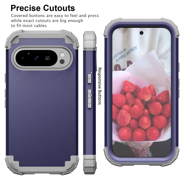 For Google Pixel 9 Pro 3 in 1 Silicone Hybrid PC Shockproof Phone Case