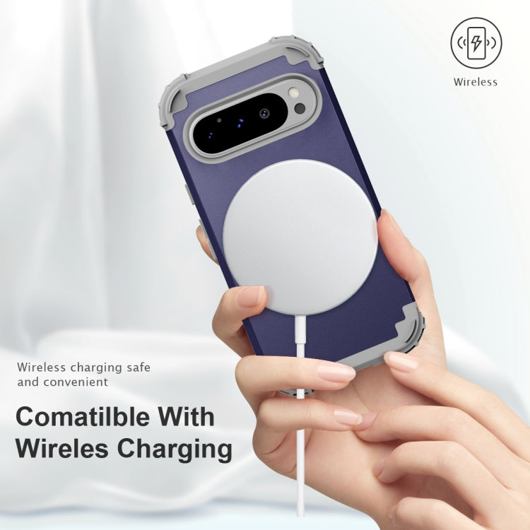 For Google Pixel 9 Pro 3 in 1 Silicone Hybrid PC Shockproof Phone Case