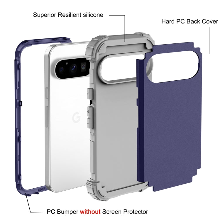 For Google Pixel 9 Pro 3 in 1 Silicone Hybrid PC Shockproof Phone Case