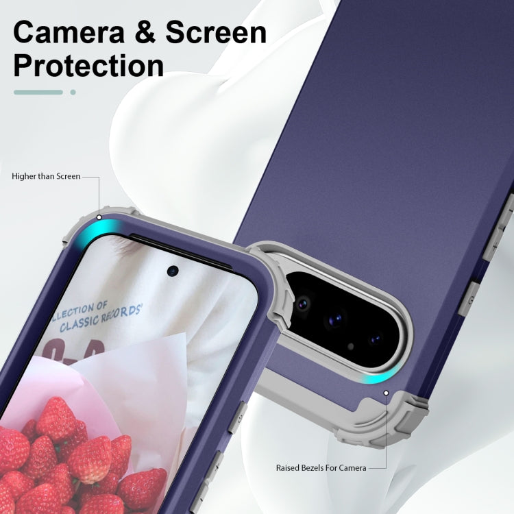 For Google Pixel 9 Pro 3 in 1 Silicone Hybrid PC Shockproof Phone Case