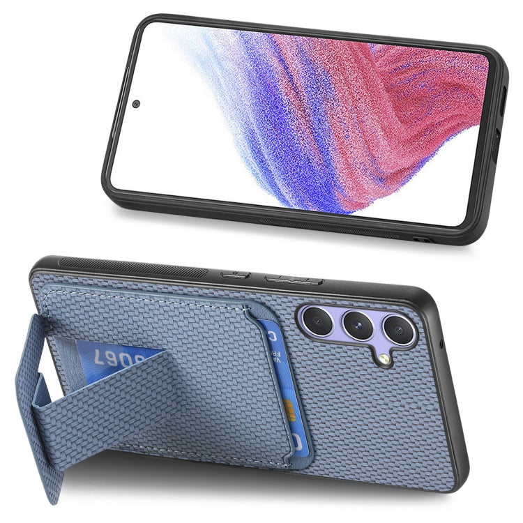 For Samsung Galaxy S25 Ultra 5G Carbon Fiber Card Bag Fold Stand Phone Case