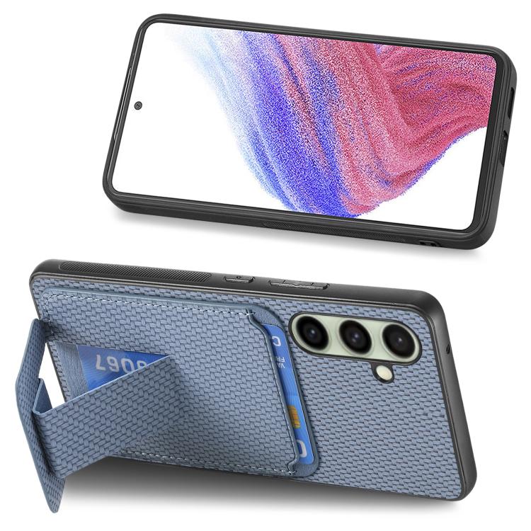 For Samsung Galaxy A36 Carbon Fiber Card Bag Fold Stand Phone Case