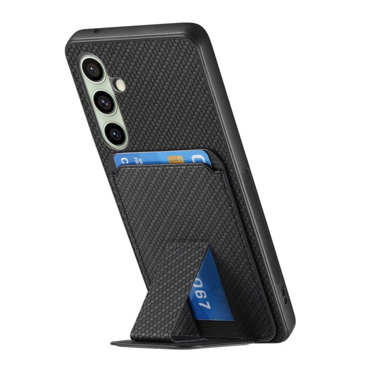 For Samsung Galaxy A36 Carbon Fiber Card Bag Fold Stand Phone Case