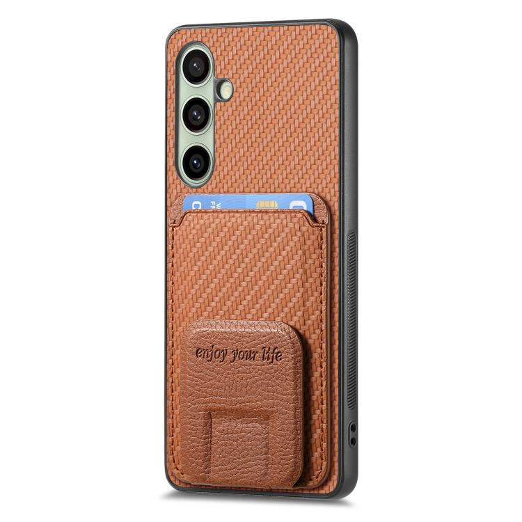 For Samsung Galaxy A36 Carbon Fiber Card Bag Fold Stand Phone Case