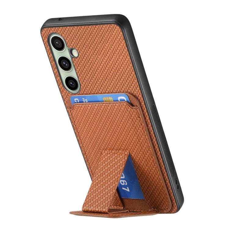 For Samsung Galaxy A36 Carbon Fiber Card Bag Fold Stand Phone Case