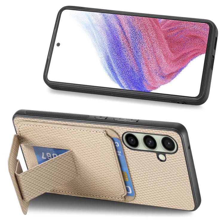 For Samsung Galaxy A36 Carbon Fiber Card Bag Fold Stand Phone Case