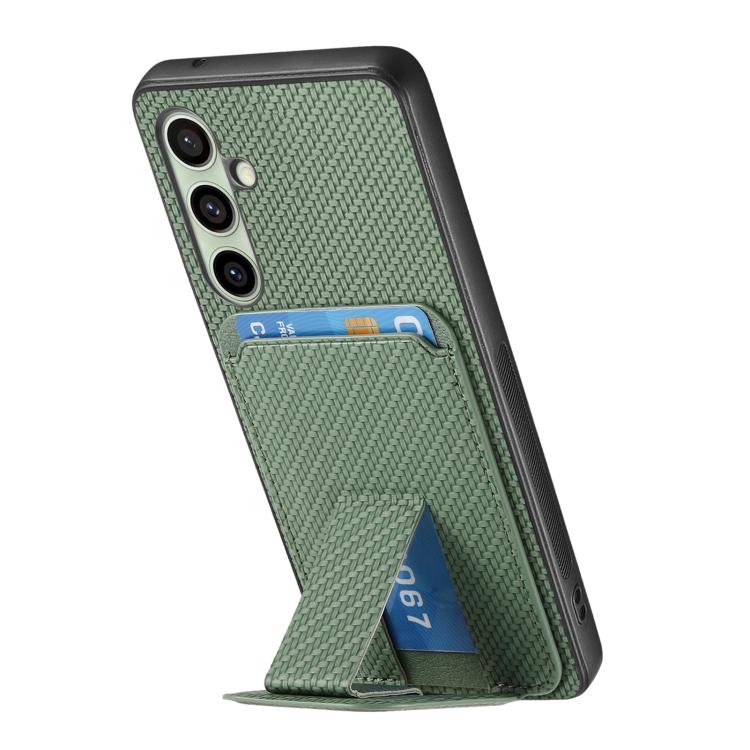 For Samsung Galaxy A36 Carbon Fiber Card Bag Fold Stand Phone Case