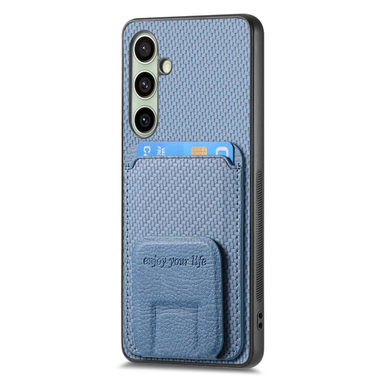 For Samsung Galaxy A56 5G Carbon Fiber Card Bag Fold Stand Phone Case